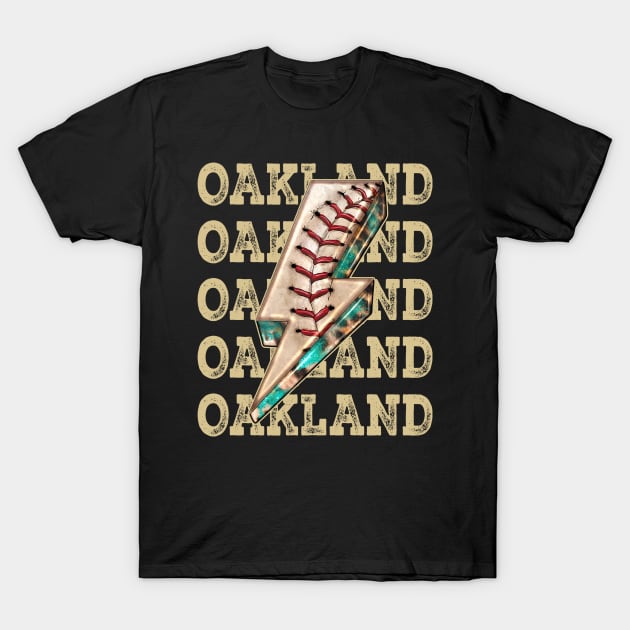 Aesthetic Design Oakland Gifts Vintage Styles Baseball T-Shirt by QuickMart